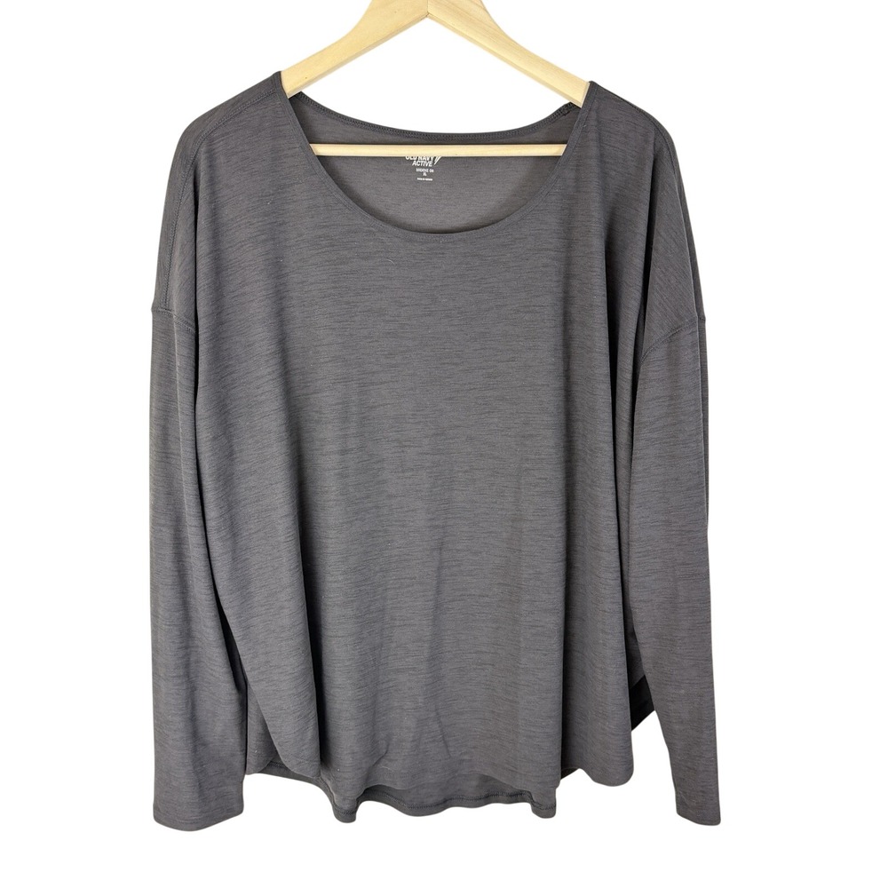 Old Navy Active Breathe On Top Womens XL Black Excellent Relaxed Long‎ Sleeve